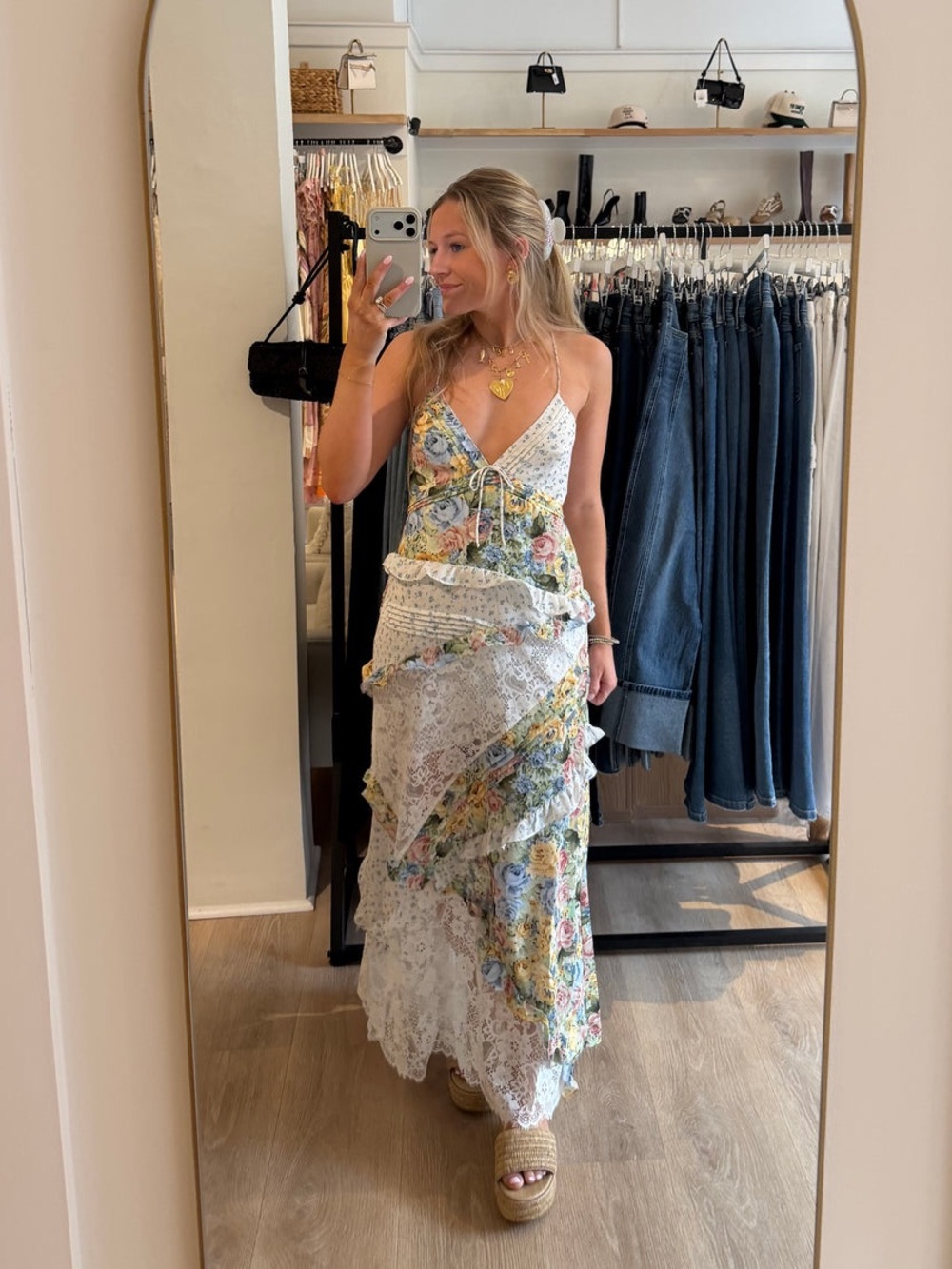 For Love and Lemons Rosalyn Yellow Maxi Dress Size Small NWOT - Picture 14 of 16
